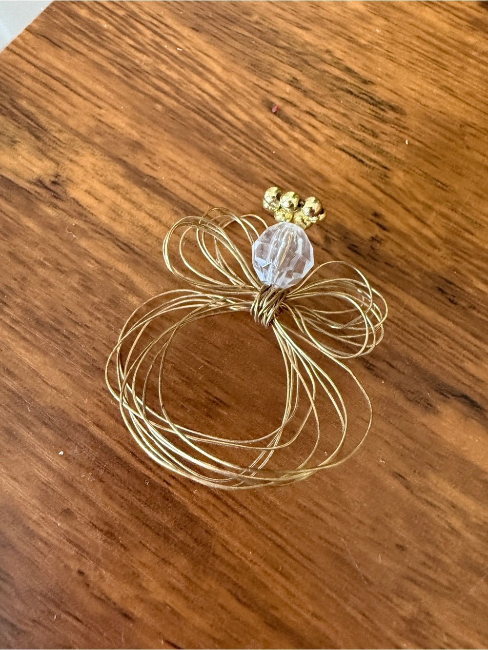Gold Wire Loop Ring with Clear Bead Accent